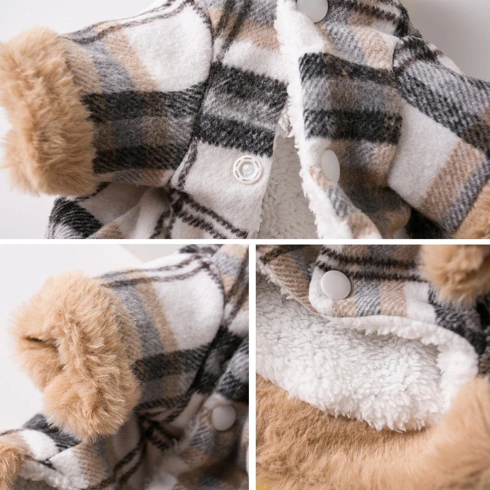 Soft Warm Dog Clothes Warm Pet Plaid Jacket For Dogs Cats Coat Jacket For Small Medium Dogs Pets Costumess