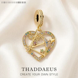 Dangle Charm Pendant Cupid Arrow Gold New Europe Jewelry Romantic Love Gift In 925 Sterling Silver