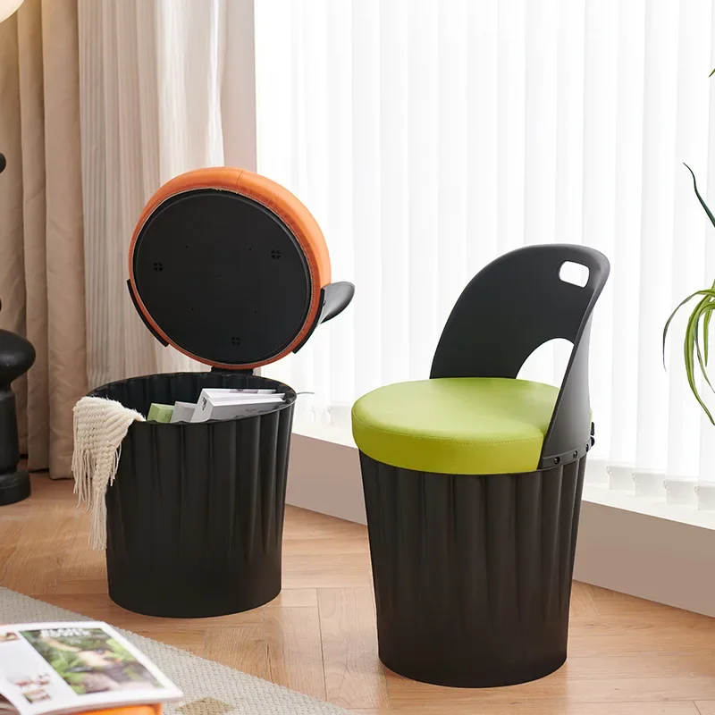 

Home Portable Backrest Upholstered Dining Chair Bucket Storage Stool Restaurant Storage Stool Bar Leisure Chair Waiting Chair