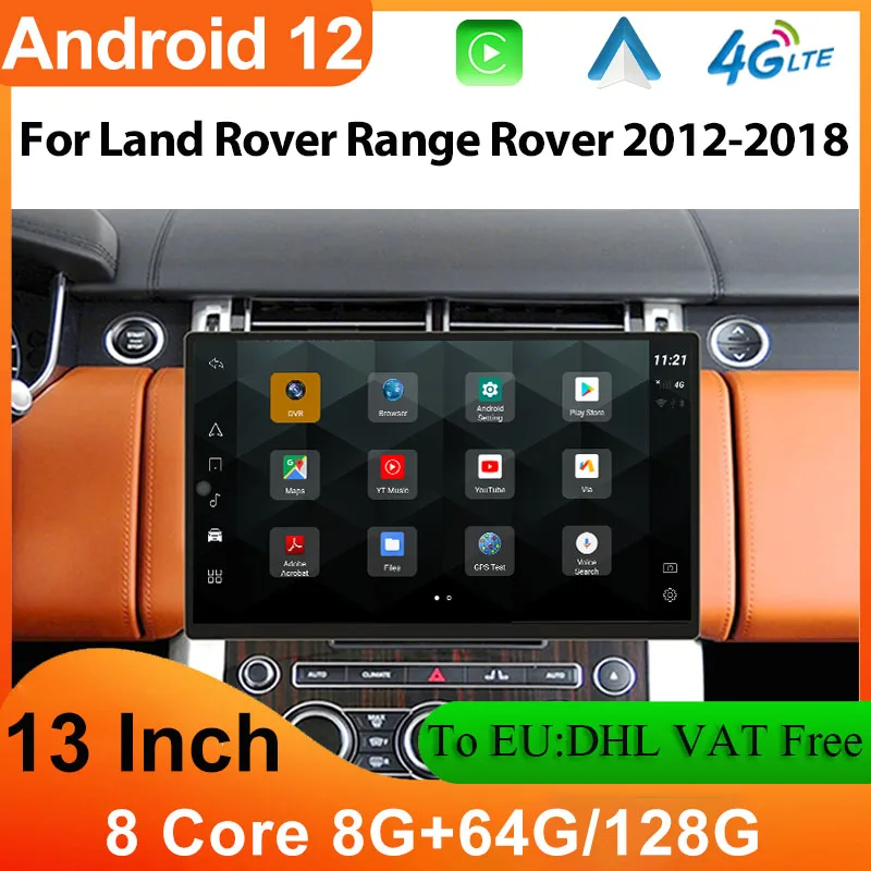 13 inch For Land Rover Range Rover Vogue Sport Evoque Android 12 Multimedia Player GPS Radio Carplay Auto Original Car OEM Menu