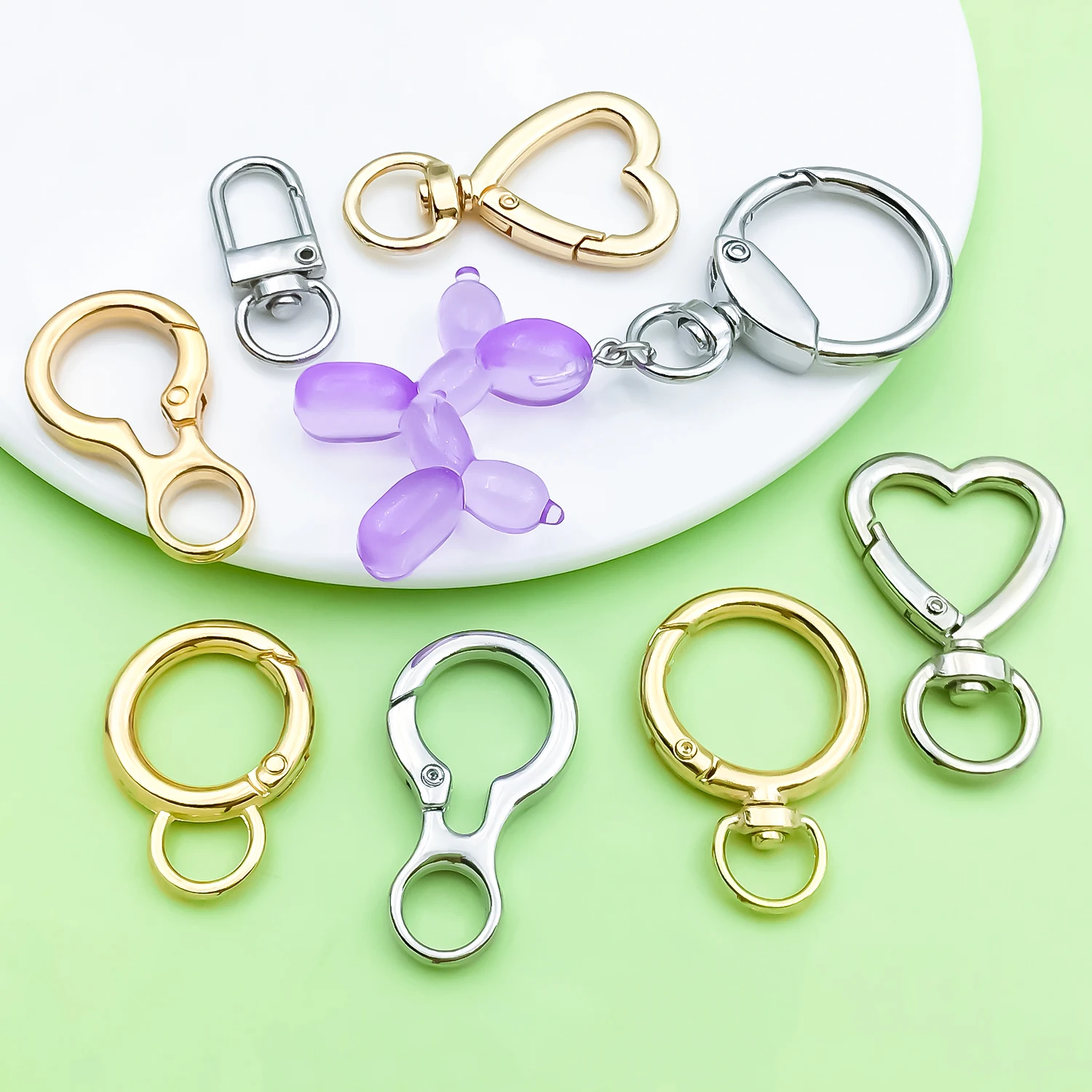 10pcs Mixed Shape Keychain Hardware Alloy