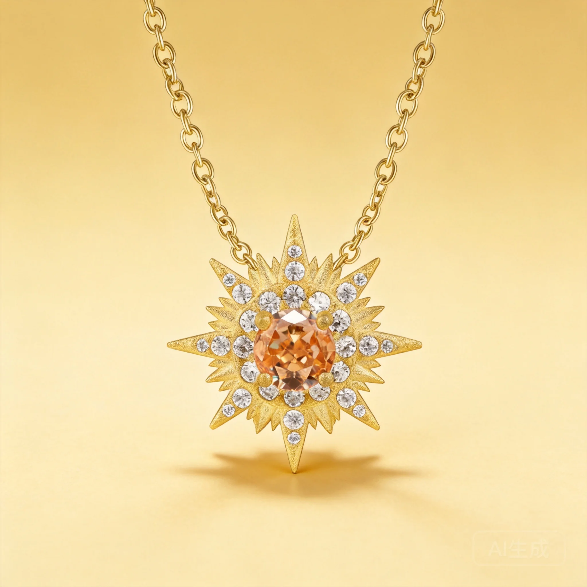 Fashion Sparkling Chinese Style Lucky Eight Pointed Star Pendant Necklace S925 Sterling Silver 14k Gold Plated Inlaid Zircon Goo
