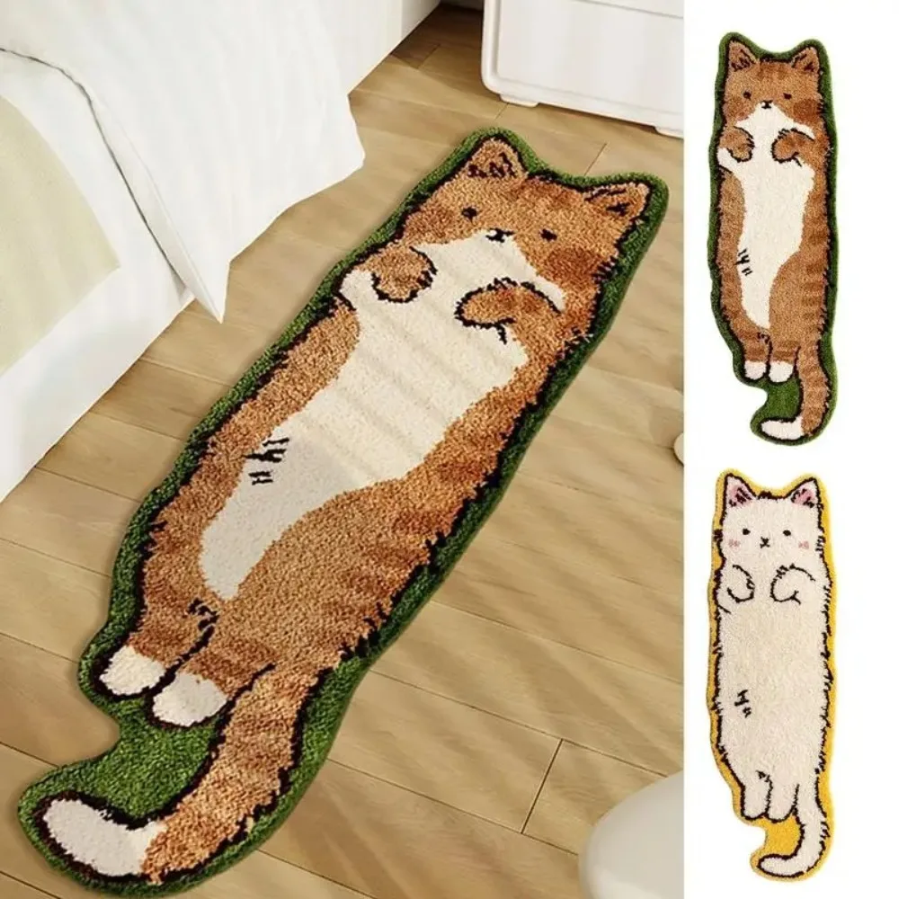 1PC Non-Slip Long Floor Mat Fluffy Soft Bedroom Bedside Rugs Stain-resistant Bedroom Floor Mat Doormat Cat Rugs and Home Carpets