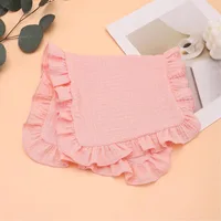 3-piece soft cotton baby bib/shoulder towel/baby burping mat/burping towel with ruffled edges 4