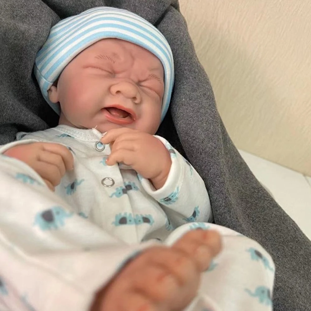 14 Inch Crying Reborn Baby Doll - Lifelike Vinyl Doll with Weeping Expression, Poseable Body for Photography, Pretend Play, Coll