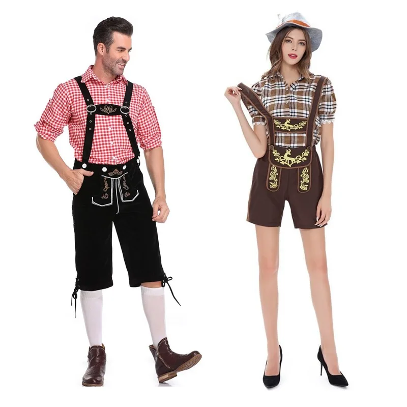 

Пивной фестиваль Одежда для выступлений для пар Плед irt Комбинезоны Thiened Five Sve Лето Зима Весна Осень ex