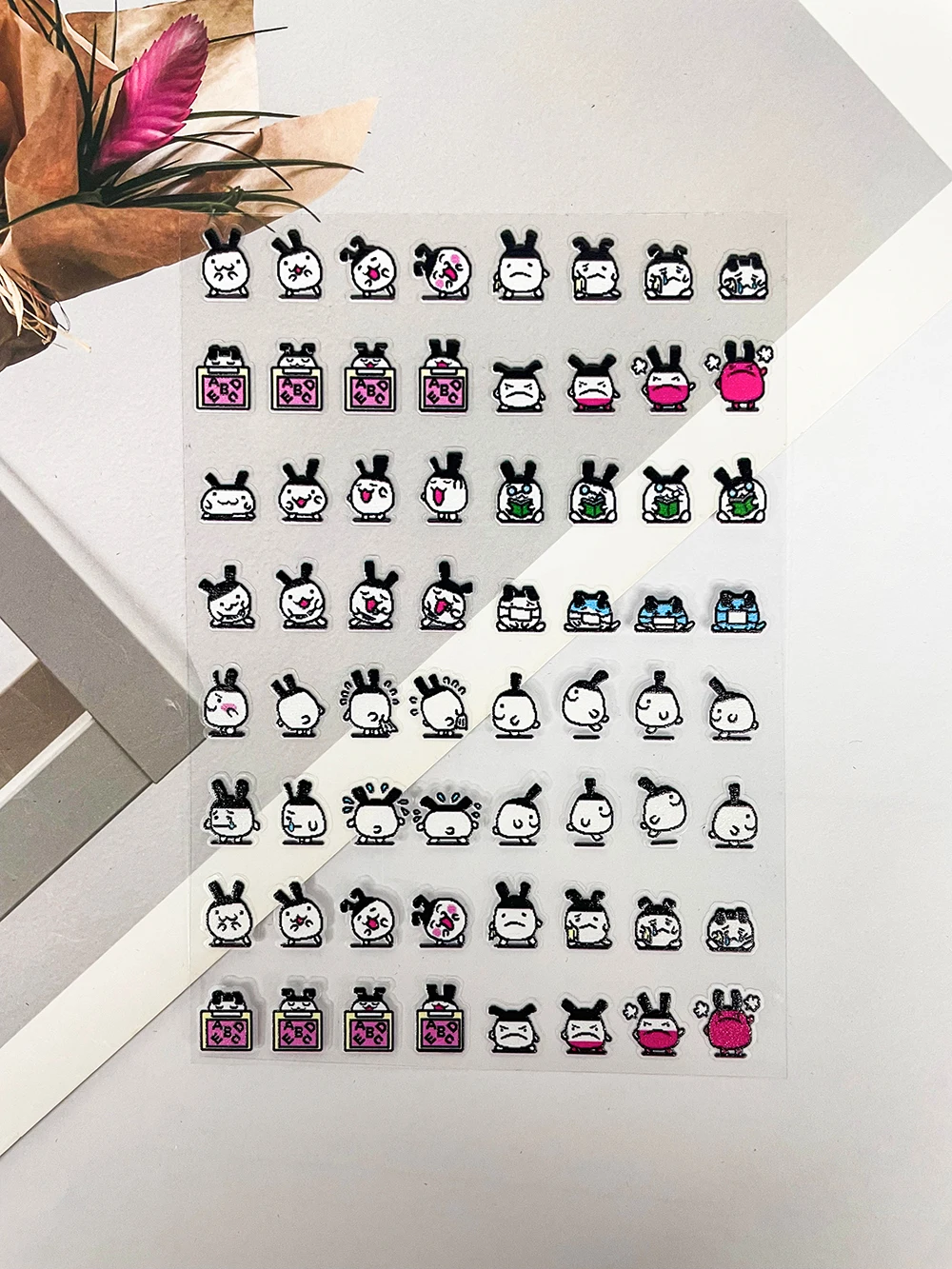 Lindos animales japoneses Mini Diy pegatinas para decoración de uñas 3D dibujos animados coreanos garabato alivio autoadhesivo Scrapbooking pegatinas para decoración de uñas