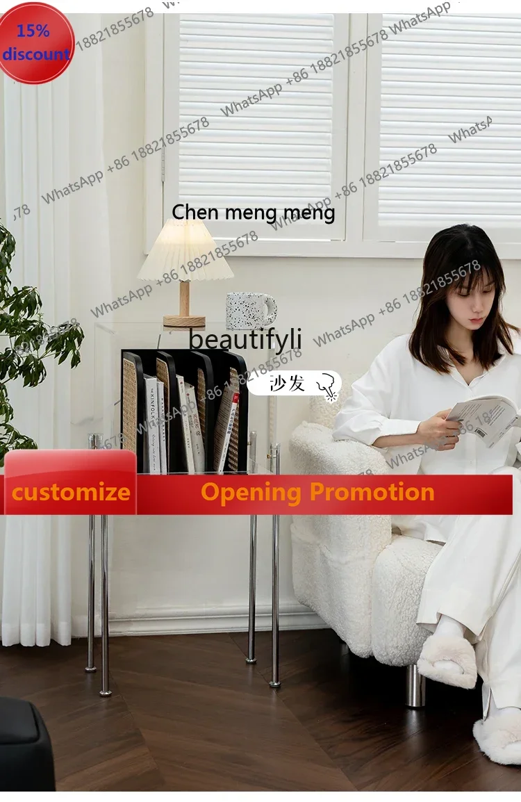 

ss7304 Retro Solid Wood Rattan Small Bookcase Floor Modern Minimalist Storage Cabinet Acrylic Display Cabinet