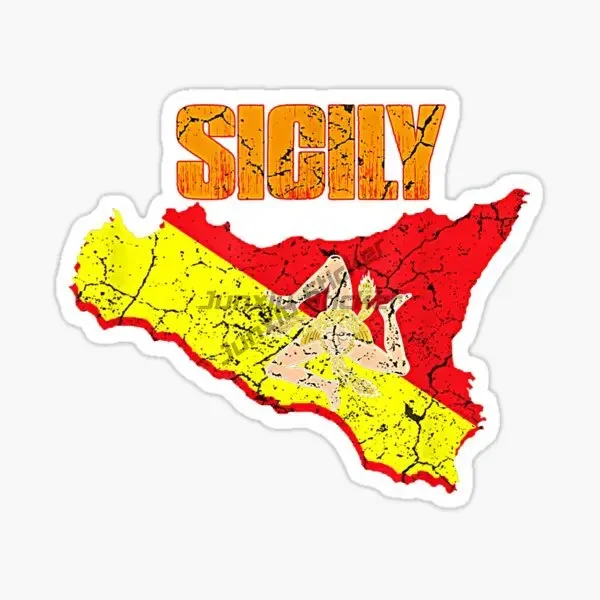 Sticker Car Moto Map Flag Vinyl Outside Wall Decal Macbbook Sicily Sicilia for Motocross Racing Laptop Helmet Trunk Wall Fridge