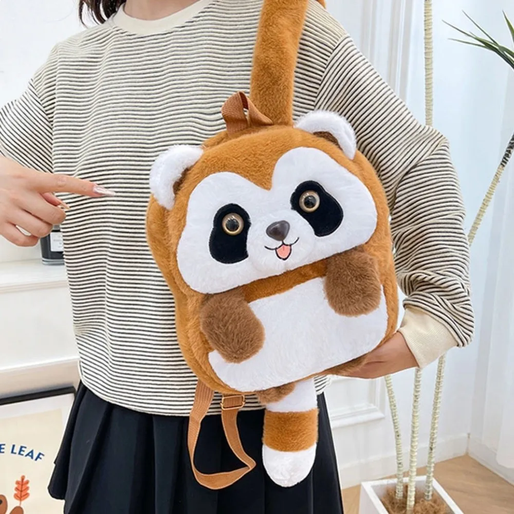 محشوة الحيوان ليتل الراكون أفخم حقيبة الظهر سعة كبيرة لينة لطيف الجمل حقيبة قطيفة الكرتون لطيف عروسة كارتون حقيبة الهدايا #4