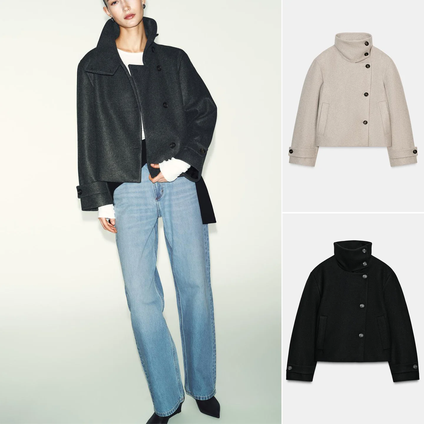 

Elegant Style Women's Short Coat Spring New Arrival Long Sleeve Stand Collar Double Breasted Jacket Polyester Fiber Ladies Ou...