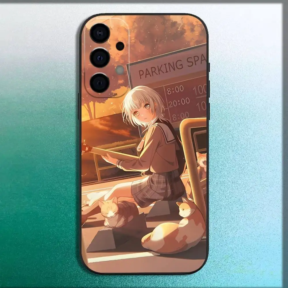 B-BanG Cartoon Dream MyGO حافظة لهاتف سامسونج جالاكسي A73,72,71,A52,51,40,41,A22,A32,31,A13,12,Note20 غلاف أسود ناعم