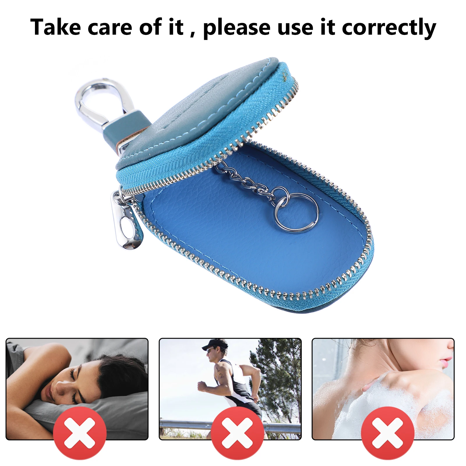 

Stylish Large Capacity Car Key Holder Key Bag Vehicle Key Pouch With Keychain Exquisite Stitching Portable Key Case