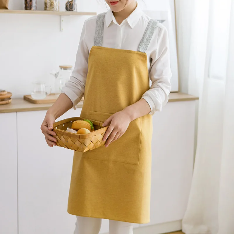 Home Kitchen Cross Apron Strap Fabric Cotton Apron Home Restaurant Milk Tea Shop Sleeveless Work Clothes A1