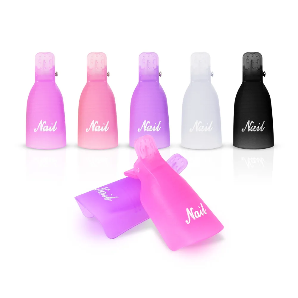 10pcs Nail Acrylic Removal Clip for Remove UV LED Gel Polish Purple Pink Manicure Tools Nail Supplies for Professionals