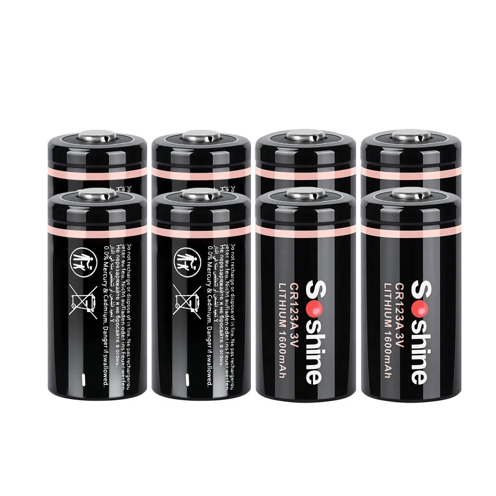 Soshine 3V 1600mAh Lithium Battery 3 Volt CR123A Batteries Non-Rechargeable Battery for Digital Camera Wireless Mouse Calculator