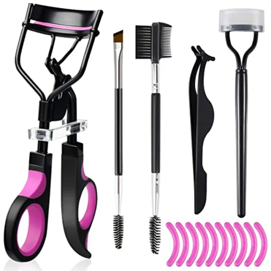 

Eyelash Curlers Eyebrow Brush Kit for Women w Lash Curler, Eyelash Comb Seperator, Mascara Brushes, Eyelash Extension Tweezers,