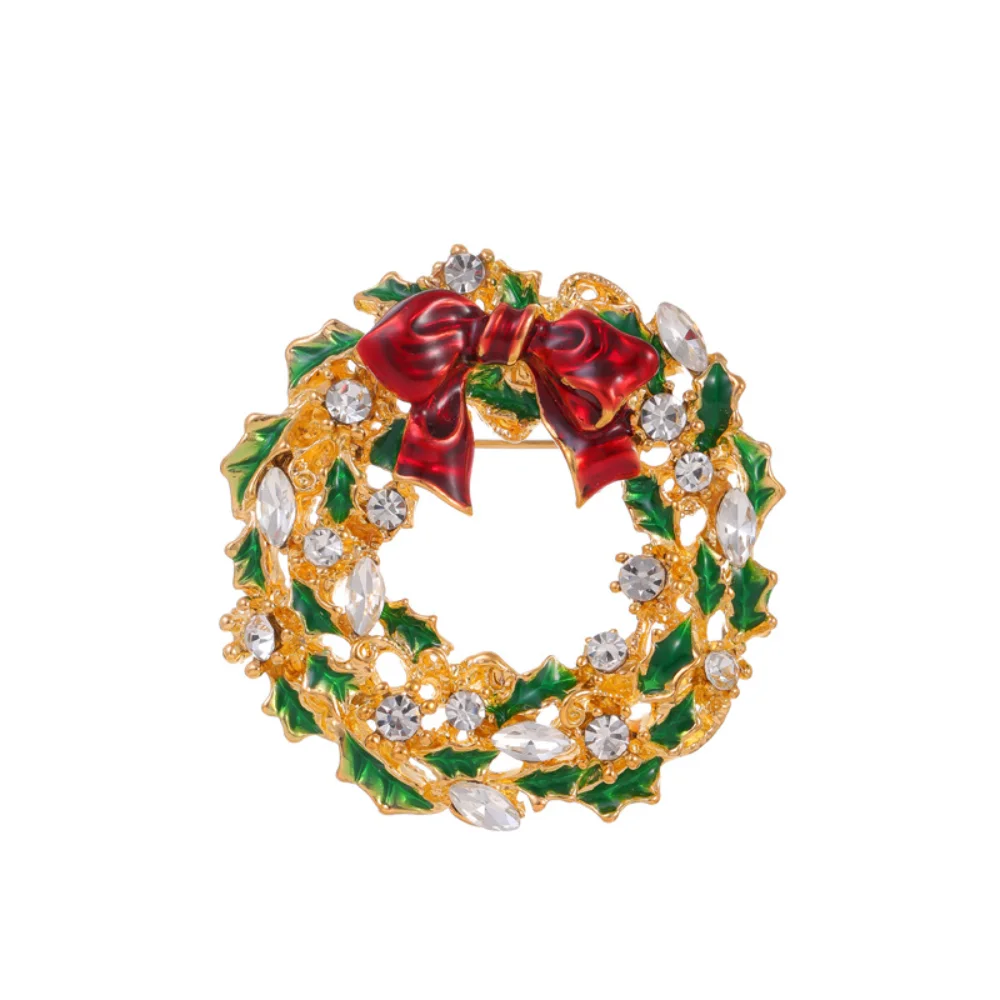 Christmas Bow Wreath Brooch Christmas Limited Edition Flower Wreath Brooch Merry Christmas Xmas Dress Gift Pin Accessory
