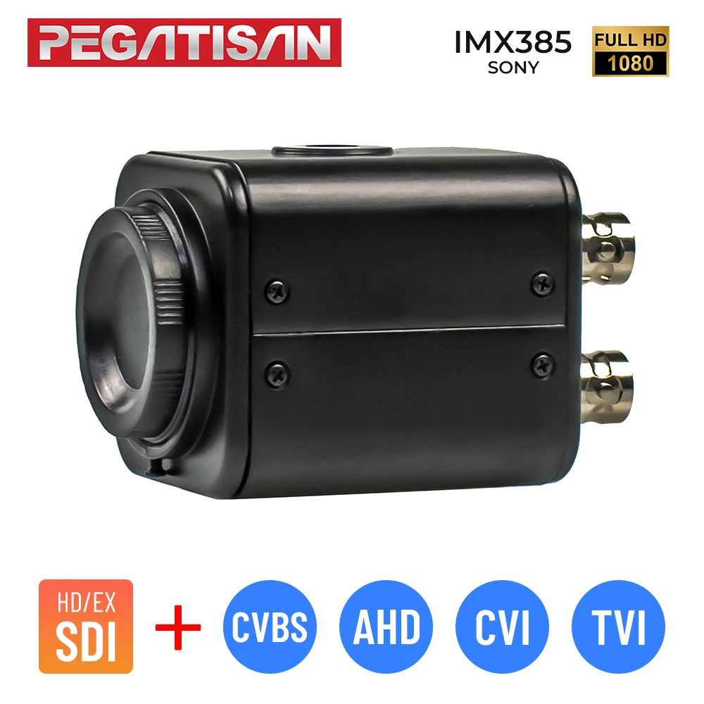 PEGATISAN 2MP CCTV HD-SDI EX-SDI 6 IN 1 Security Mini Broadcast Box SDI Camera With OSD Menu Sony IMX385 60fps