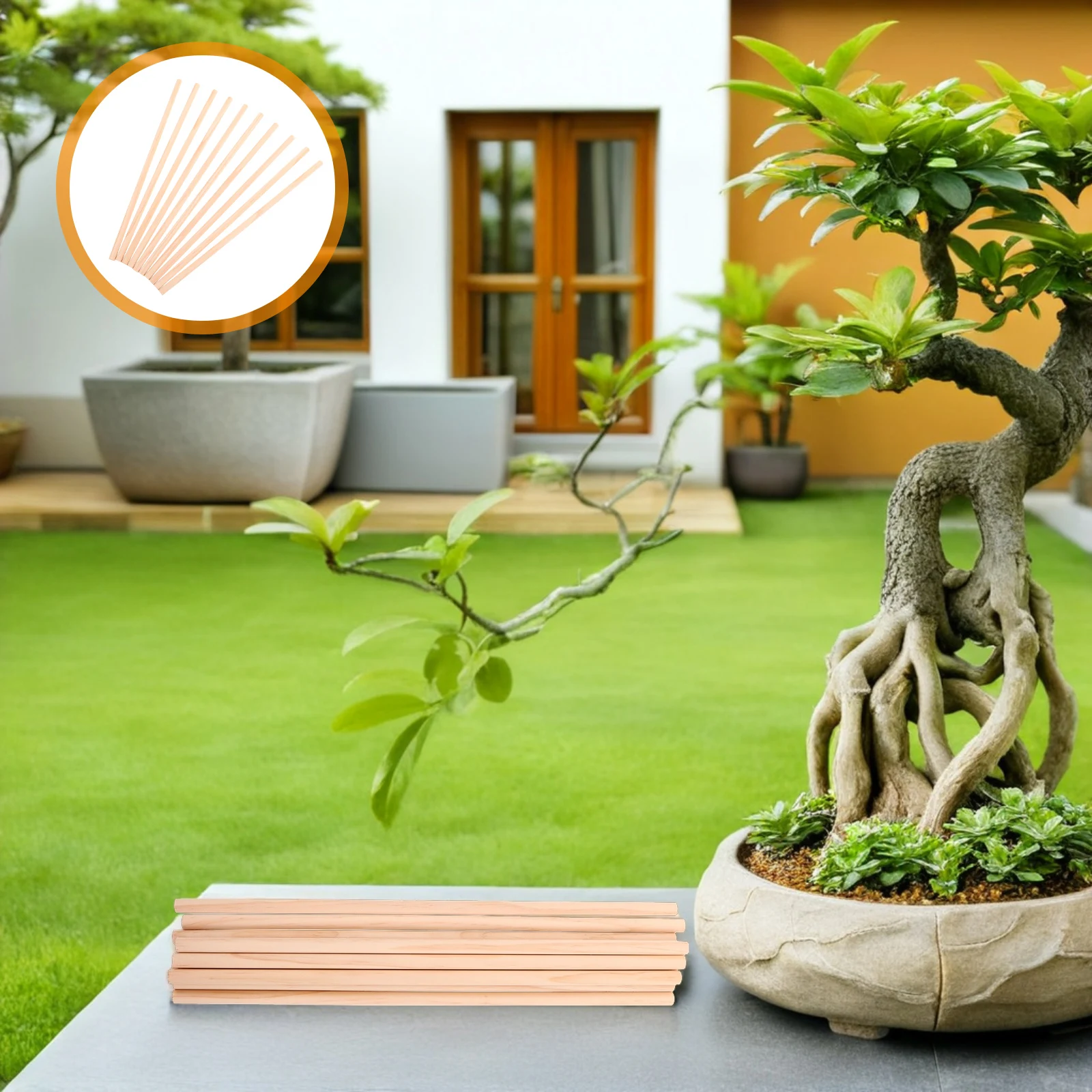 

10Pcs Natural Wood Garden Stakes Climbing Plant Support Indoor Outdoor Flower Tomato Trellis Rods Potted Plants