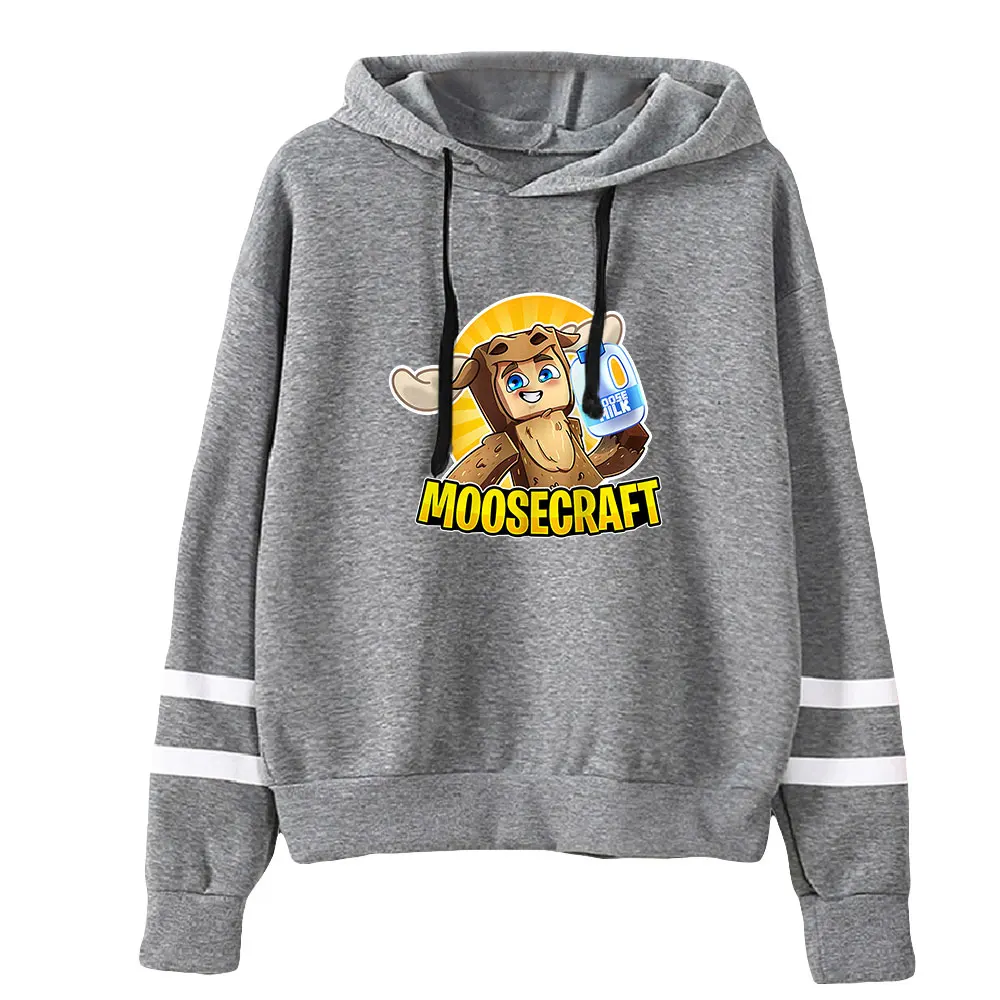 Felpa con cappuccio MooseCraft felpa con maniche a barre parallele senza tasche Unisex uomo donna Pullover con cappuccio abbigliamento stile Casual