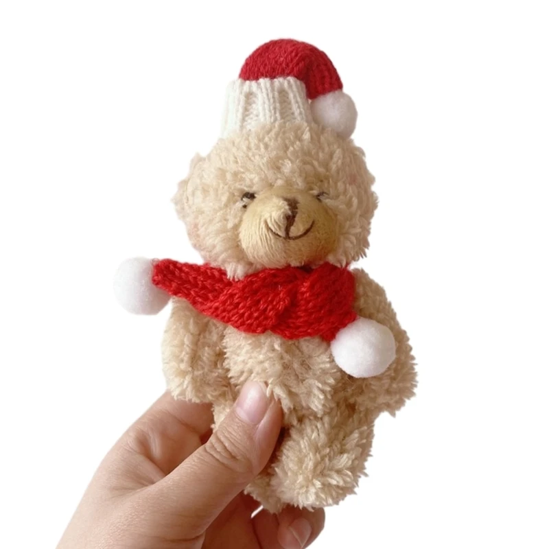 Christmas Plush Keyring Bear  Ornament Carkey Pendant Women Purse Decoration