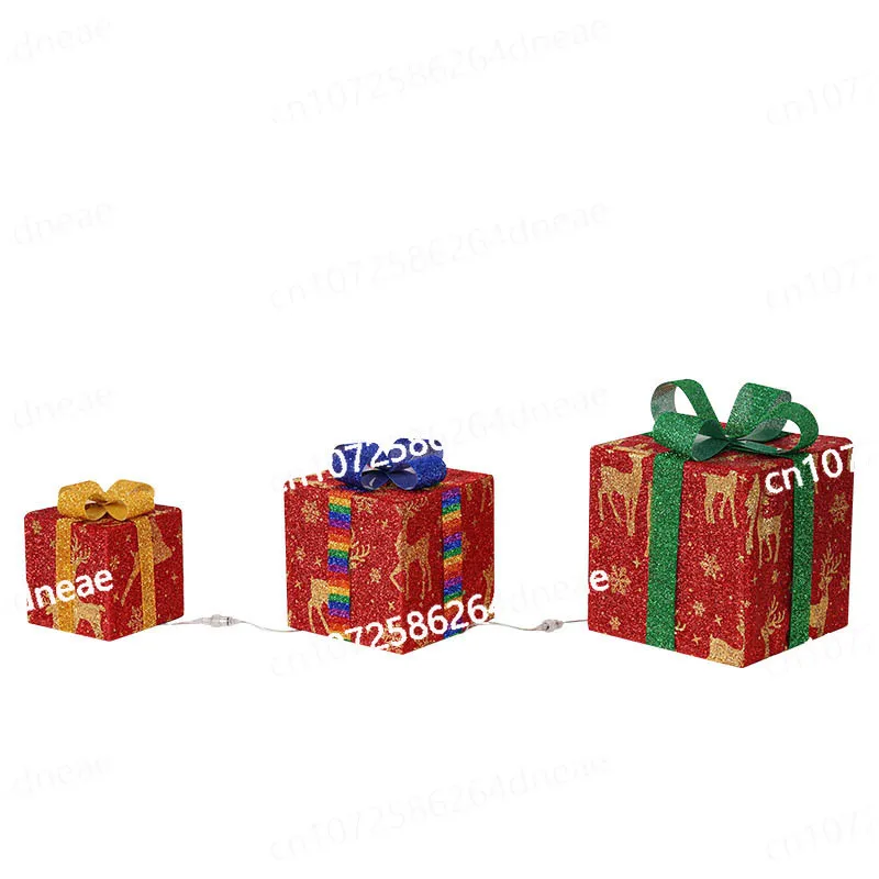 Christmas New Led Gift Box Three-piece Prop Lights Christmas Party Ornaments Room Decorative Lights Wholesale