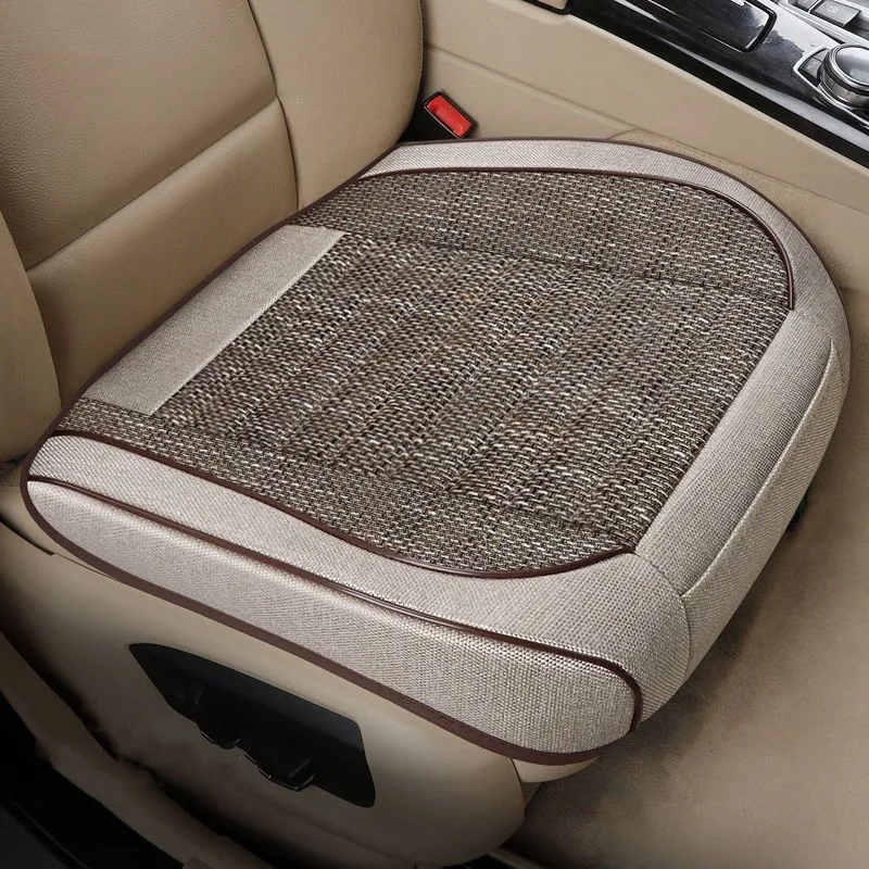 New Car Seat Cover Breathable Flax Seat Anti-skid Protection Pad Universal Size Driver Seat Cushion Interior Accessories