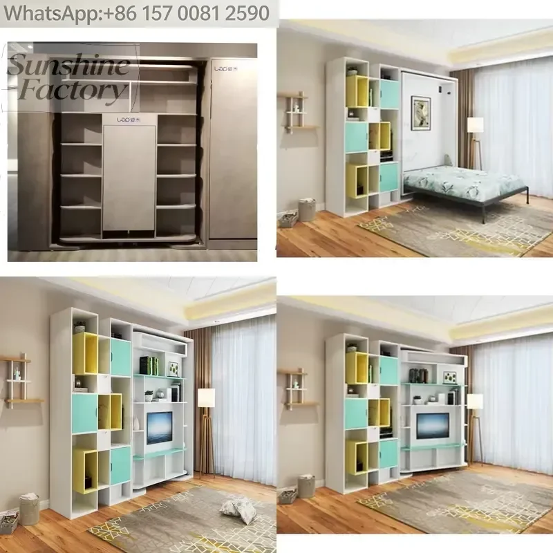 Rotating Murphy Wall Bed With Folding Table Smart Design Multi-functional Fashion Hidden Furniture, Folding Bedroom Set