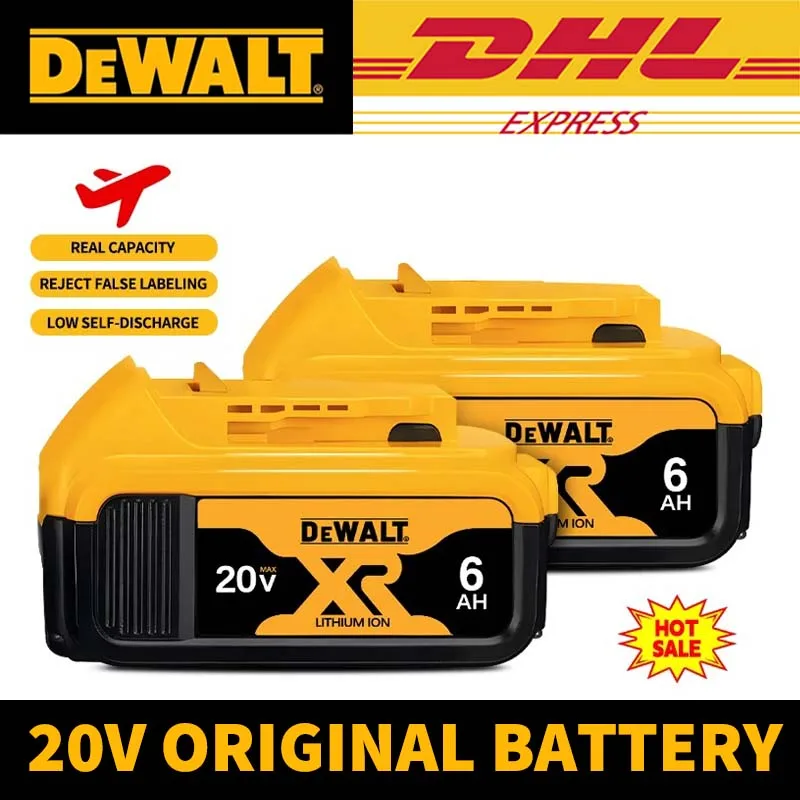 

Оригинальный аккумулятор Dewalt, 20 В, 6 А, литий-ионный аккумулятор, 120 Вт, высокая мощность 18650 ‌ Комбинированное зарядное устройство для аккумуляторной батареи Cell DCB206