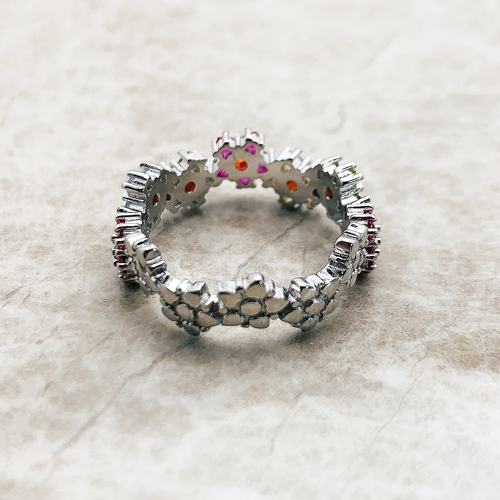 Ring Blumen Bunte Steine 2023 Marke Neue Feine Jewerly Romantische Geschenk Für Frauen In 925 Sterling Silber – Detail 3