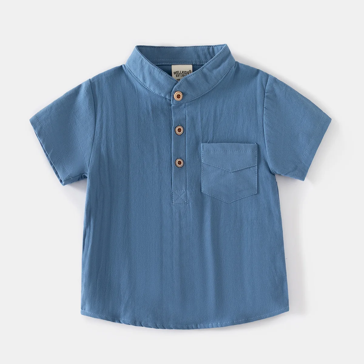 Mandarin Collar Boys Shirts Summer Linen Cotton Short Sleeve Toddler Tshirts Kids Tops Tees Children Clothes