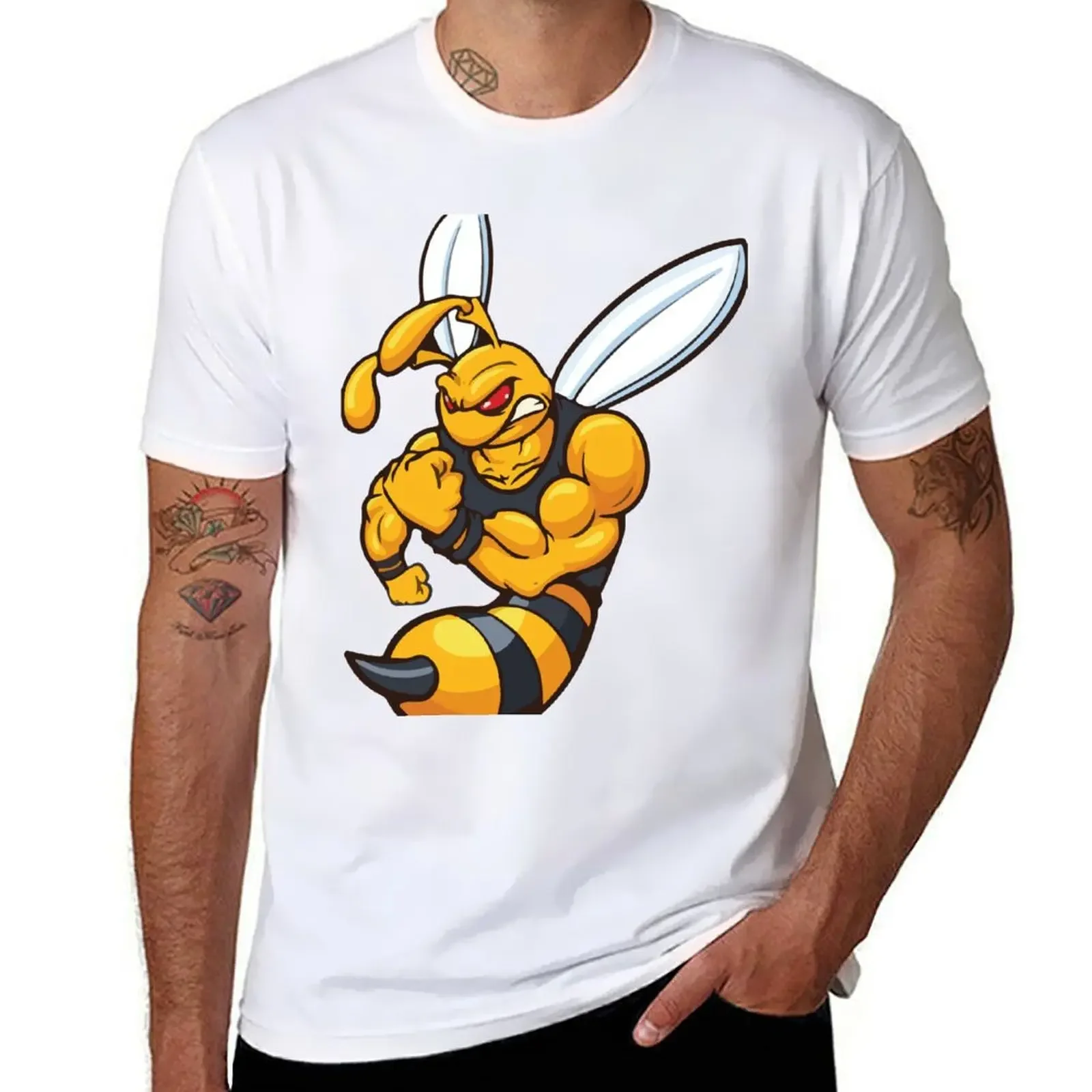 Angry shredded hornet mascot T-Shirt aesthetic clothes mens big and tall t shirts Summer fashion New Arrival Cotton Short Sleeve