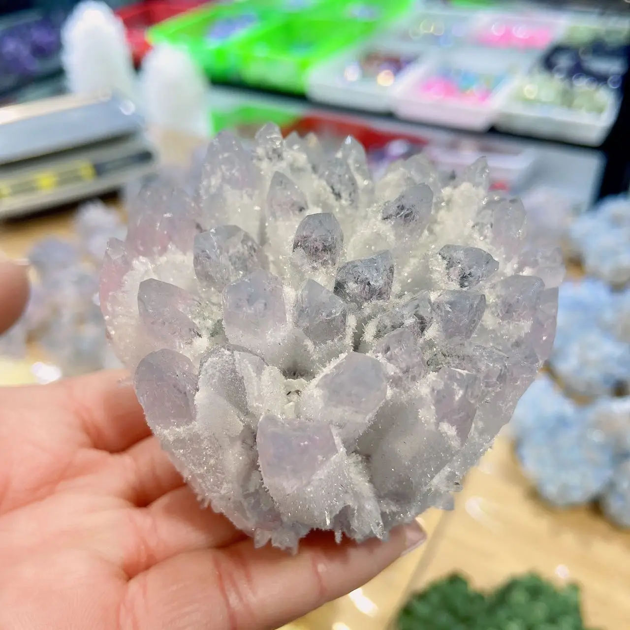 Brand-new find sky blue Phantom quartz crystal cluster ore sample cured Chakra crystal cluster Reiki stone