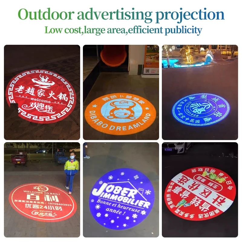 تخصيص في الهواء الطلق 4-صورة شعار الطابق كاروسيل كشاف ضوء IP67 متعدد الصور الإعلان التبديل التلقائي تغيير الصورة LED