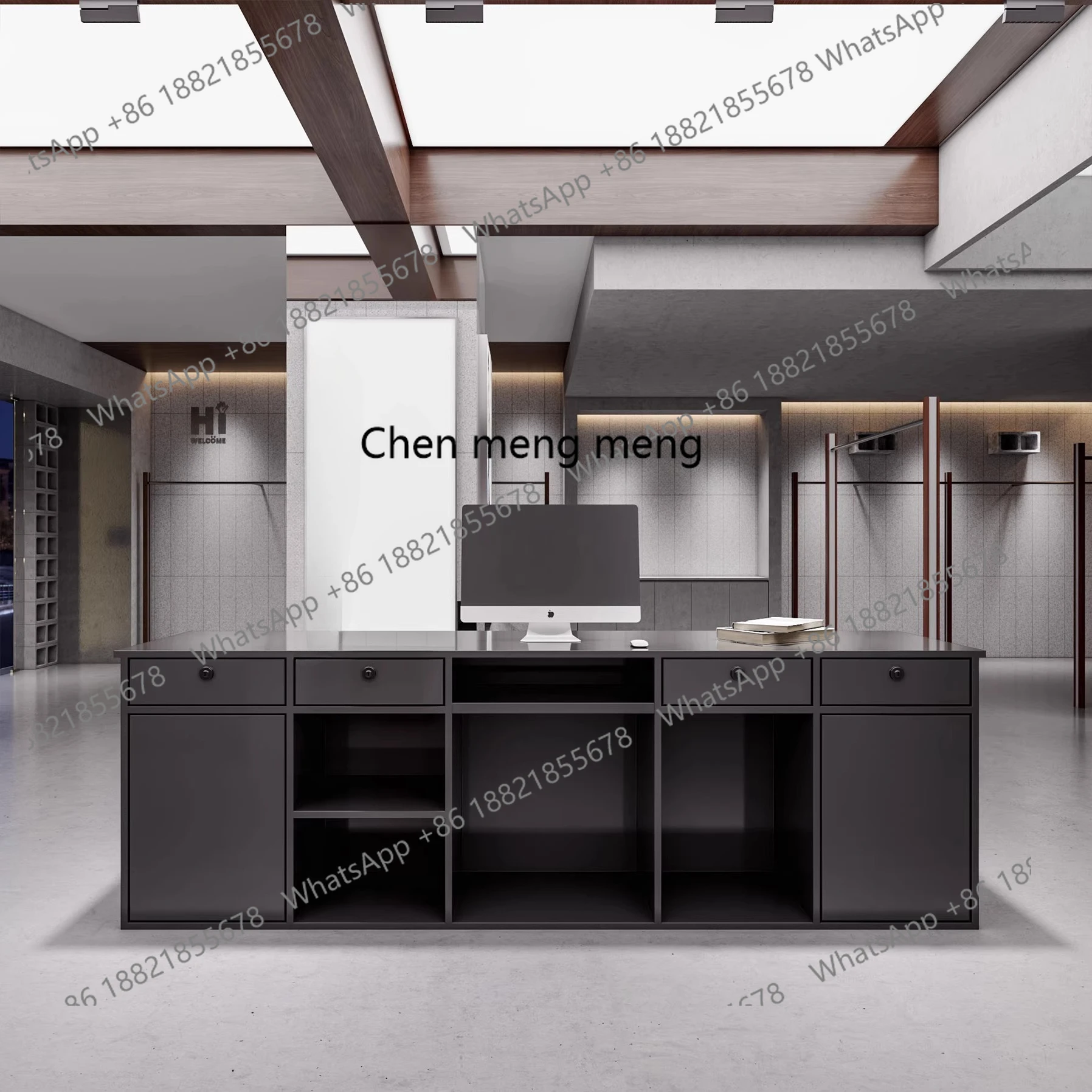 

Clothing store checkout page retro bar table, paint reception desk small, bar