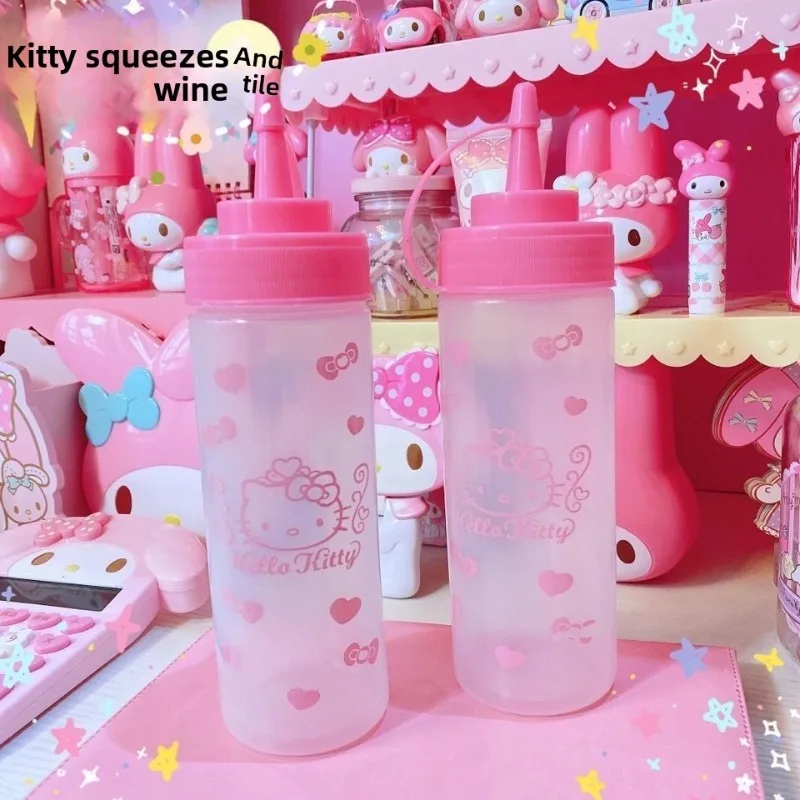 Niedlicher Cartoon-Saucenspender im Kawaii-Katzen-Design mit Präzisionsspitze, Quetschflasche für Ketchup, Mayonnaise, Salatdressing, Geschenk für Frauen und Teenager.