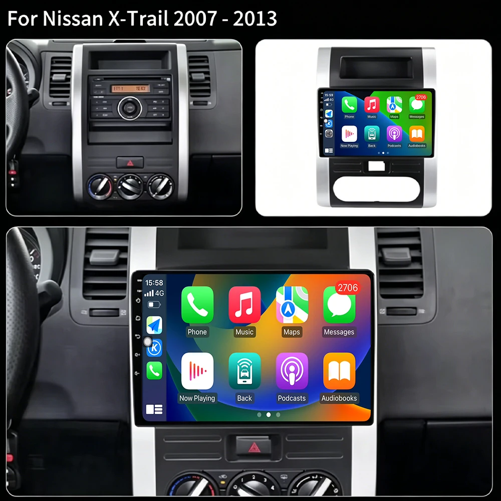 Wireless Carplay Android 16 For Nissan X-Trail 2 T31 XTrail 2017-2015 Car Muiltimedia Video Player Cooling fan Accessories 4G