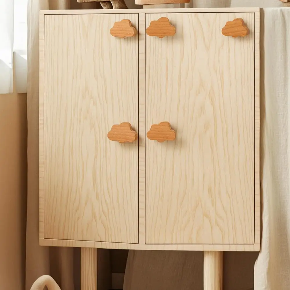 Cloud Shaped Wooden Knobs for Cabinets & Drawers, Wood Cabinet Handles with Screws, Nordic Style Decorative Knobs for Furniture