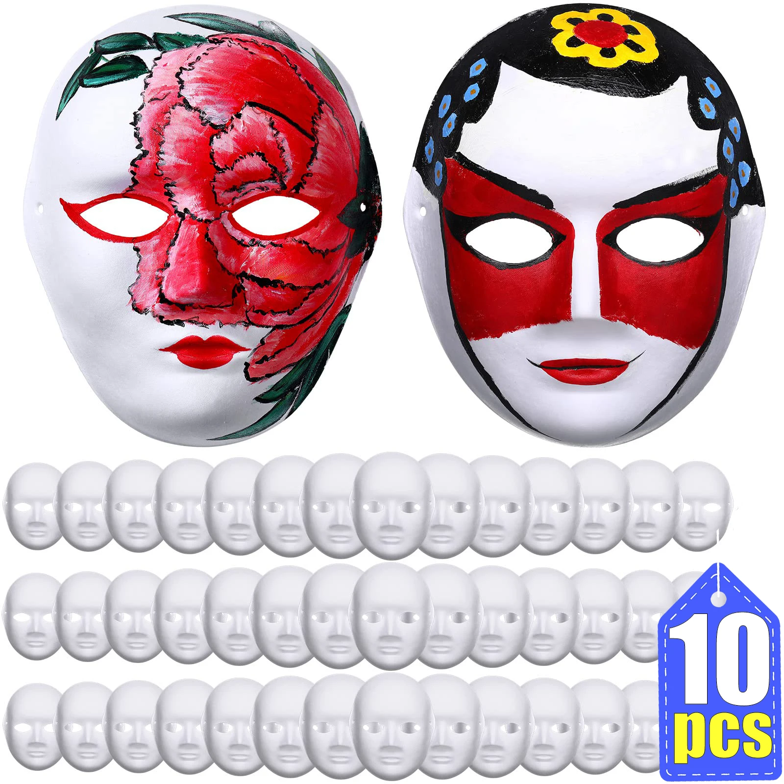 1-10 sztuk maski na całą twarz papierowe puste białe Halloween Cosplay maski rzemieślnicze dla sztuki DIY kostium impreza z okazji Halloween