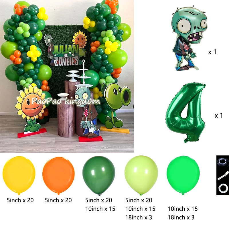 Plants Vs. Z-Zombies Balloons Cartoon Game Balloon Arch Kit Number 1-9th Children Birthday Party Decors Toy Kids Supplies - view 3