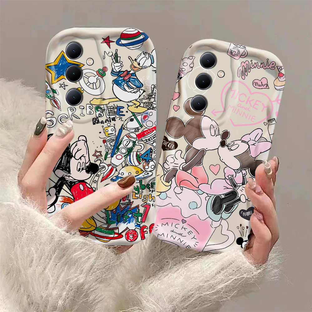 Cartoon Disney Mickey Minnie 3D Wave Case for OPPO A98 A94 A93 A92 A79 A78 A76 A58 A57 A55 A38 A33 A17 A16 2020 4G 5G Back Cover