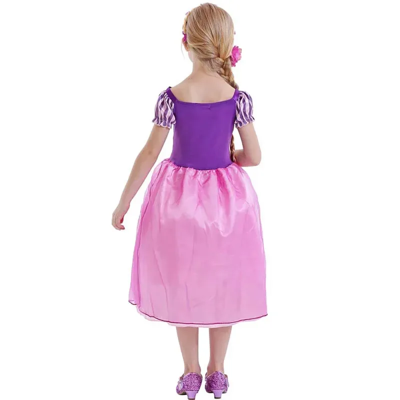 Disfraz clásico de princesa Rapunzel para niñas, vestido morado, conjunto completo lf[5