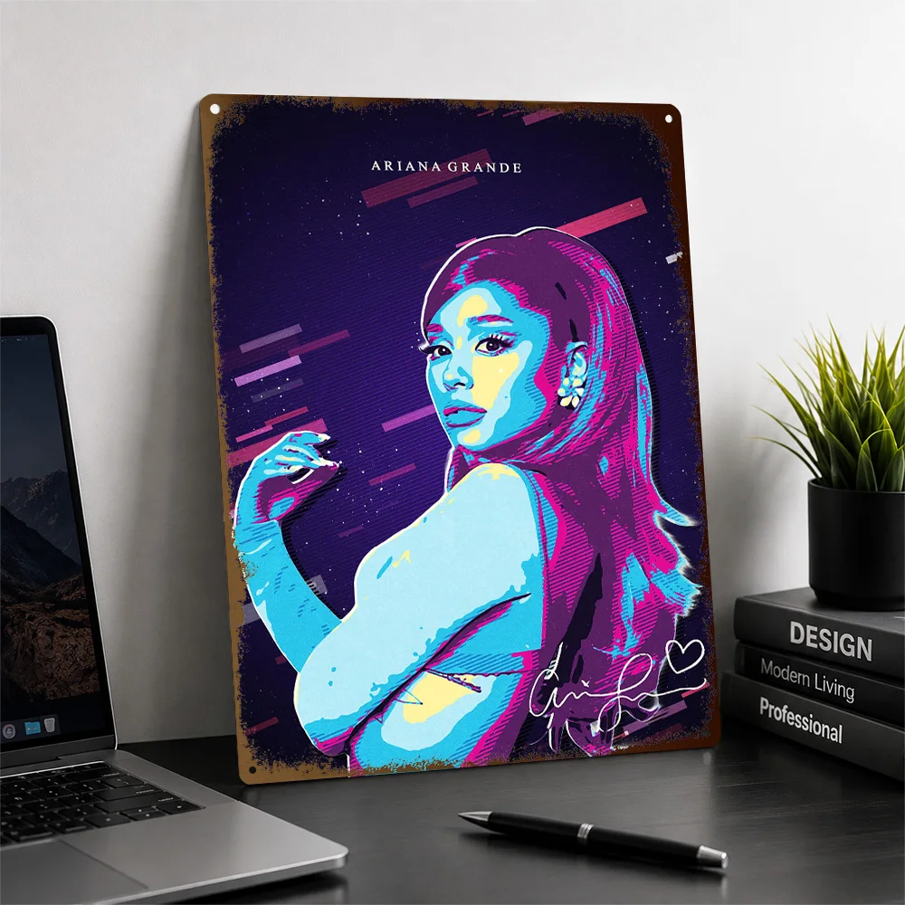 Ariana Grande Color Block Printed Poster Personalized Aluminum Metal Sign Chart Topper Style Wall Art Enhances Creative Studio