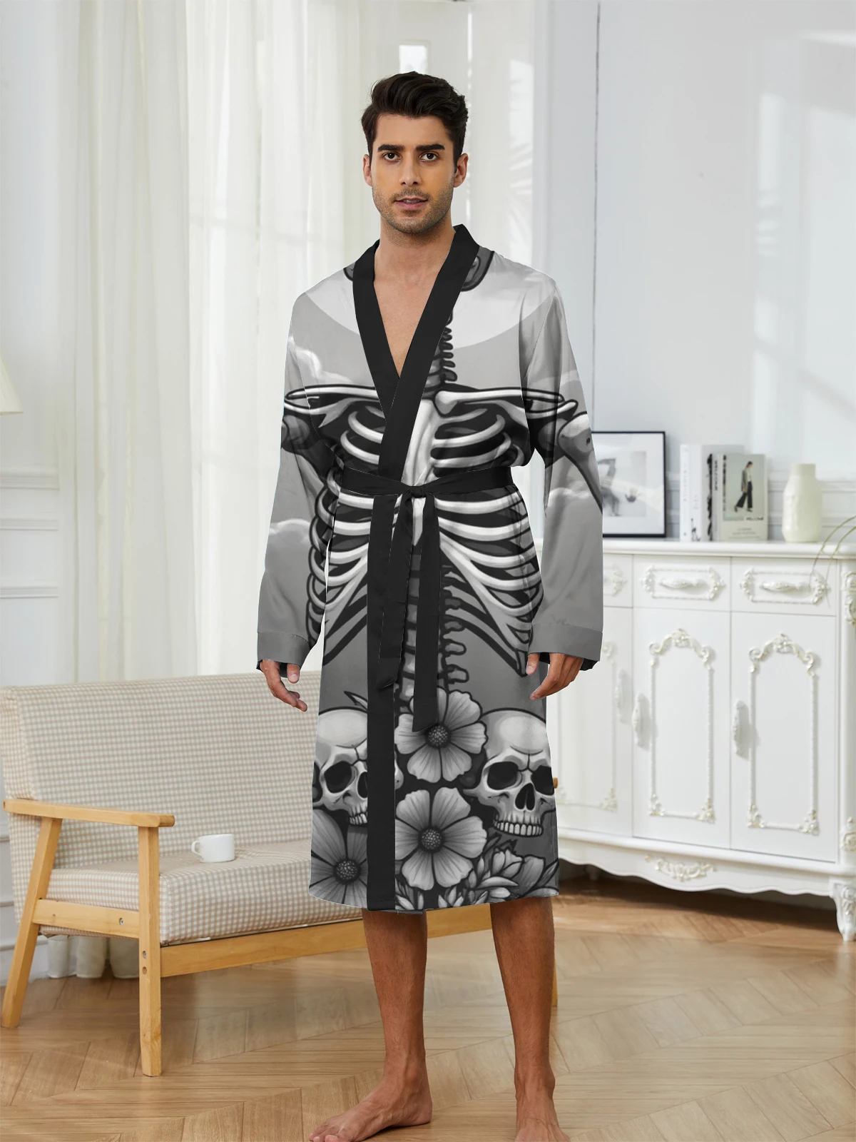 1pcs Men's Robes 2026 Spring/Summer Shower robe Graphic 3D Printed Bathrobe dressing gown Breathable Funny pajamas Sleepwear
