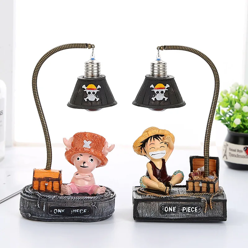 Anime One Piece Luffy Chopper Figure Toy Night Light 17cm Cute Home Desktop Decoration Ornament Kid Learning Office X-Mas Gift