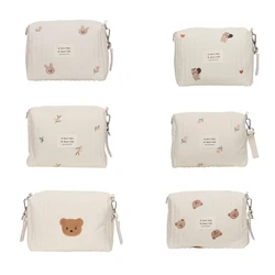 Cute Bear Embroidery Mommy Bag Zipper Newborn Baby Diaper Bags Nappy Travel Stroller Storage Organizer Makeup Pouch