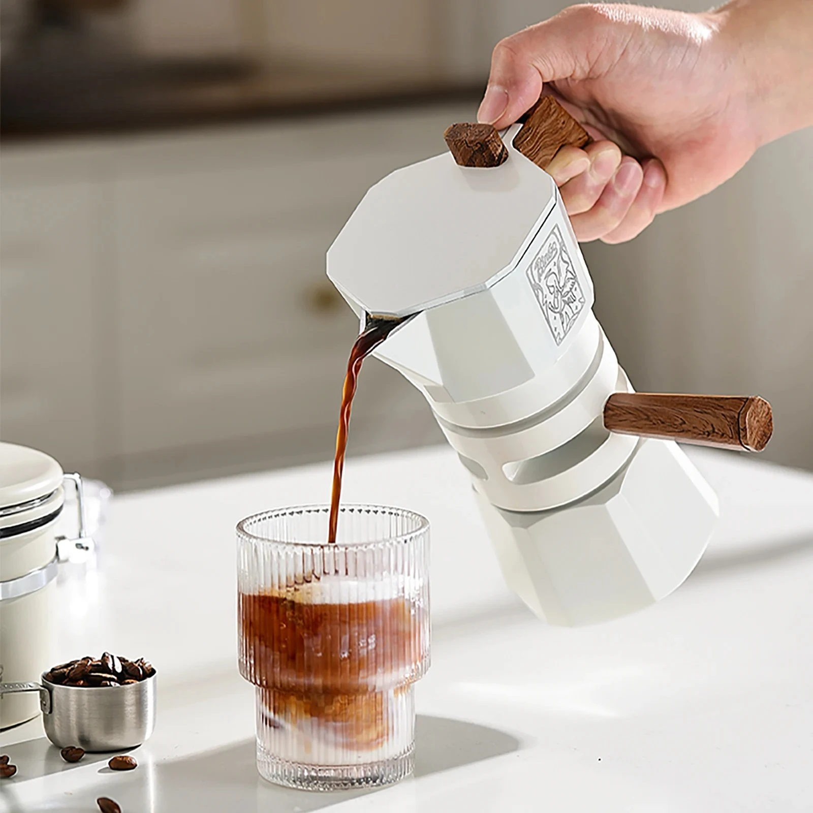 Thermostatic Double Valve Moka Pot Espresso Machine Extraction Coffee Mocha Pot Outdoor Coffee Pot Set