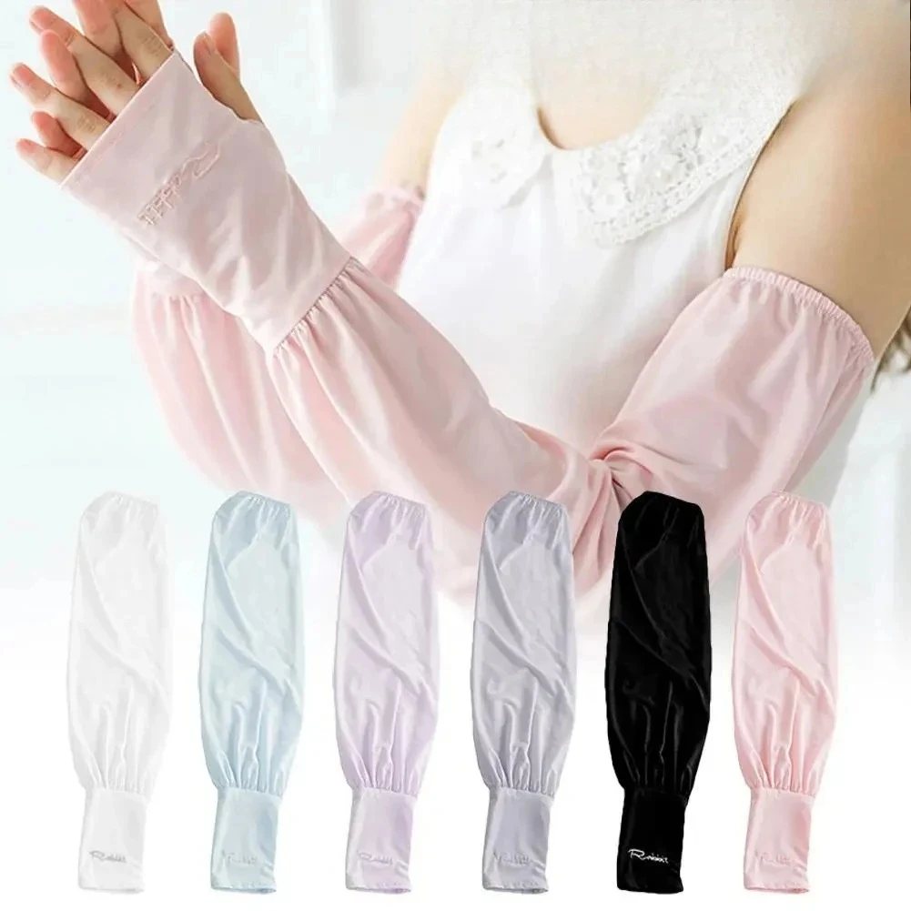 Women's Summer Ice Silk Sleeve Long UV Protection Sunscreen Super Soft Breathable Arm Glove for Comfortable Driving