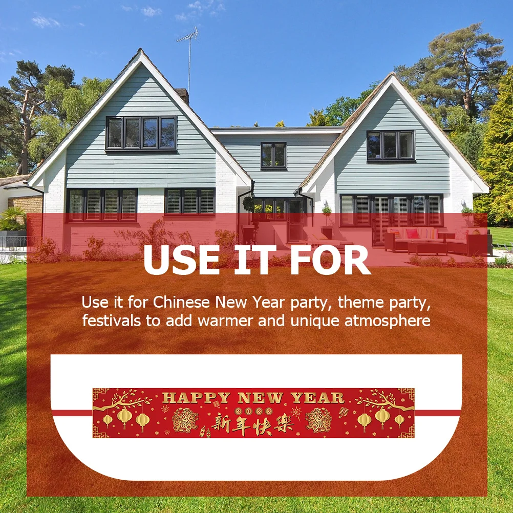 

Happy New Year Banner Chinese New Year Decoration Background Festive Party Backdrop Polyester Vibrant Colors Home Photo